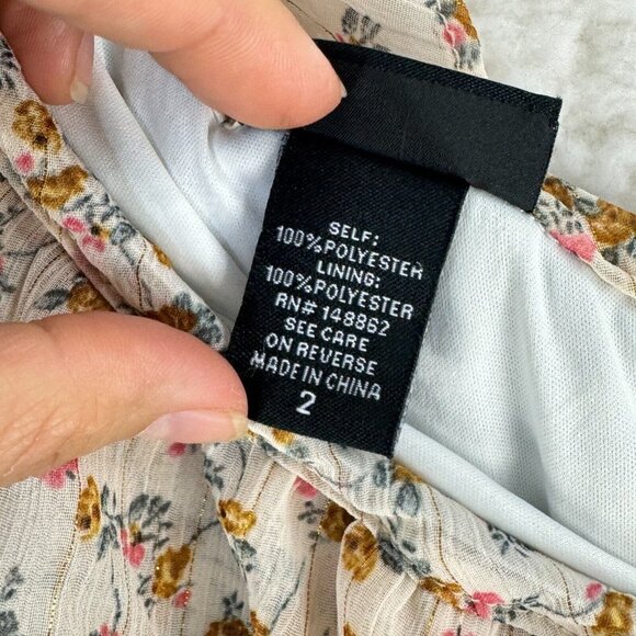 Torrid Floral Print Ruffled On-Shouler Top Womens Cream Chiffon Plus Size 2X - Picture 6 of 10